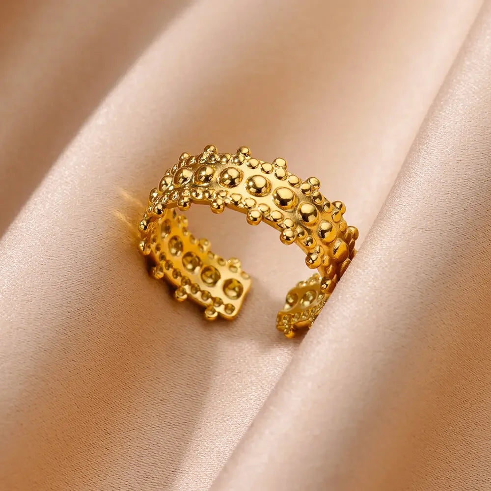 Gold Color Hollow out Open Finger Ring - Palm and Thread