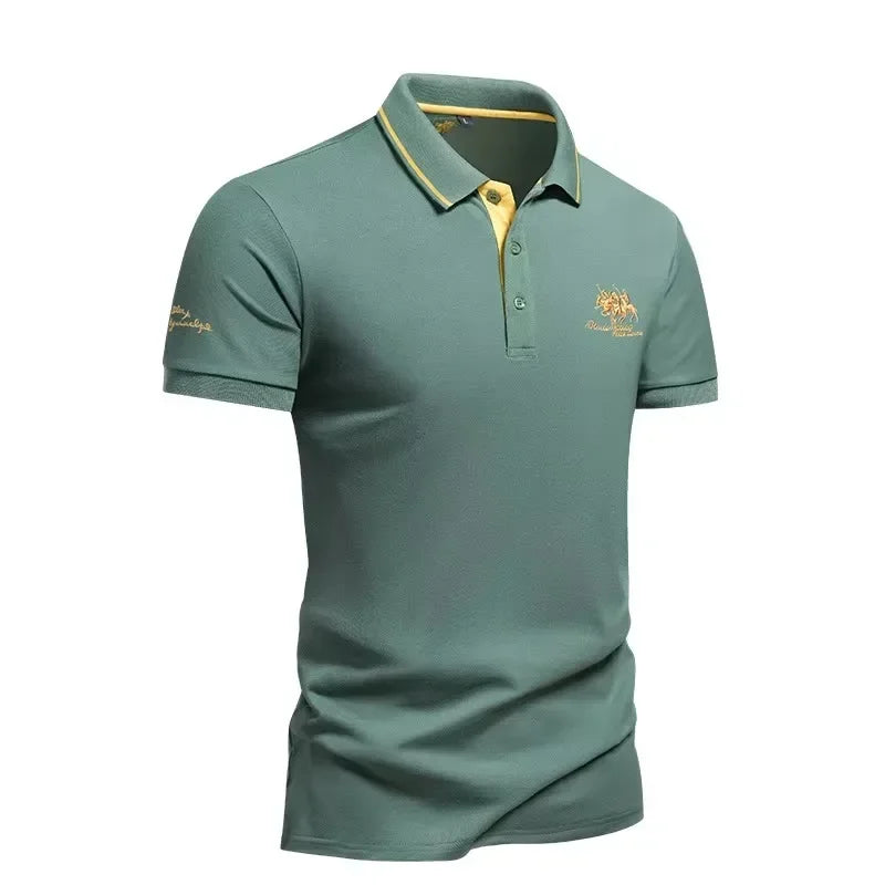 Short Sleeve Embroidered Polo T-Shirt - Palm and Thread