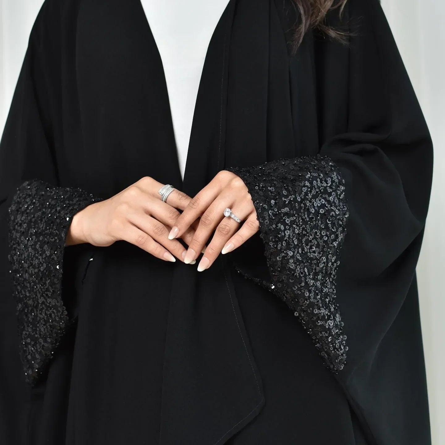 Sequin Open Abaya - Palm and Thread