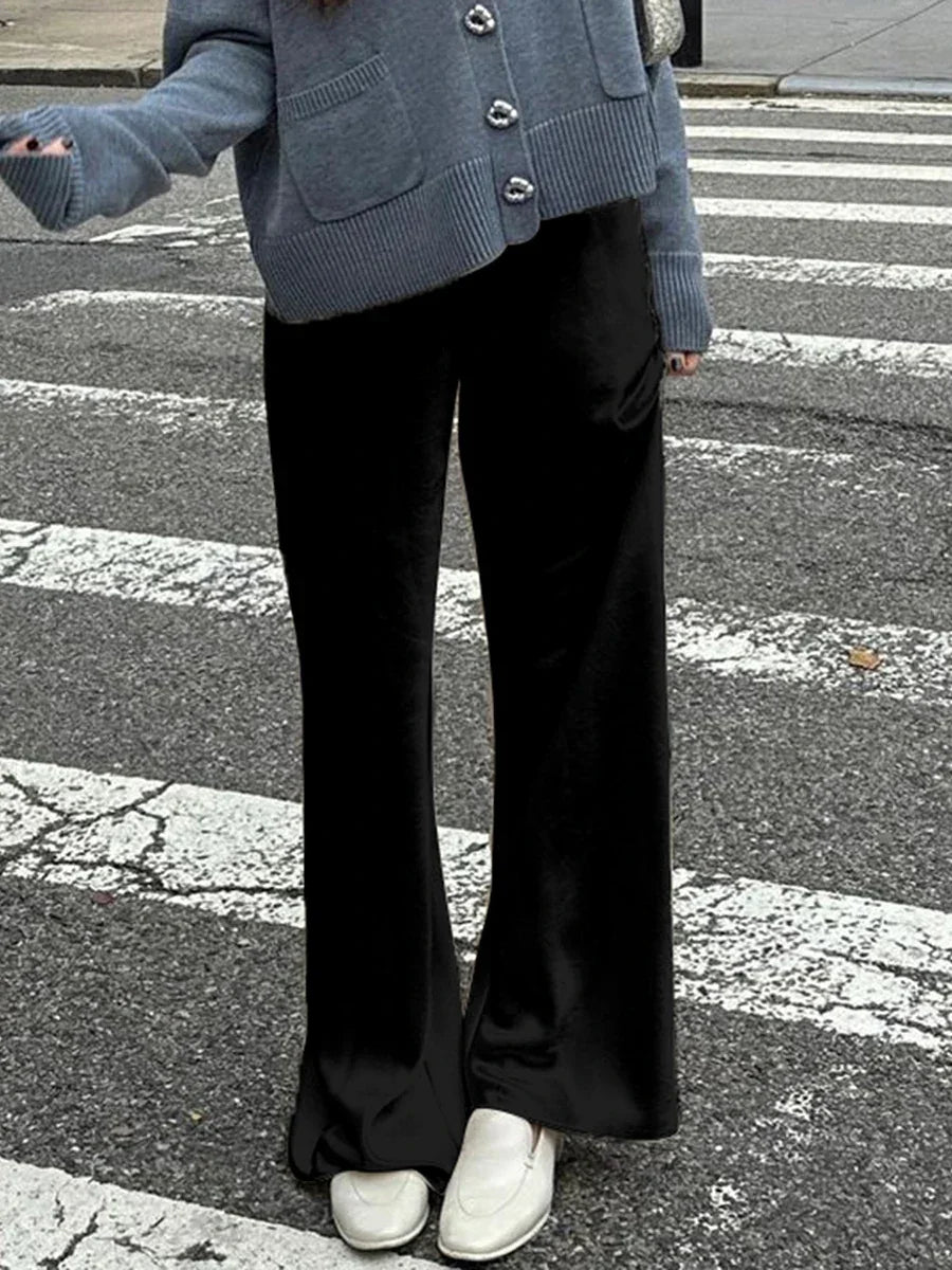 Chic Satin Wide Leg Dress Pant - Palm and Thread