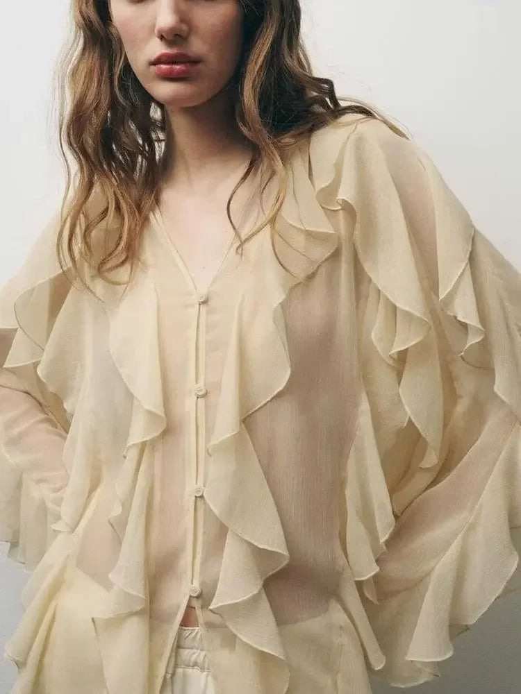 Translucent Ruffles Blouse - Palm and Thread
