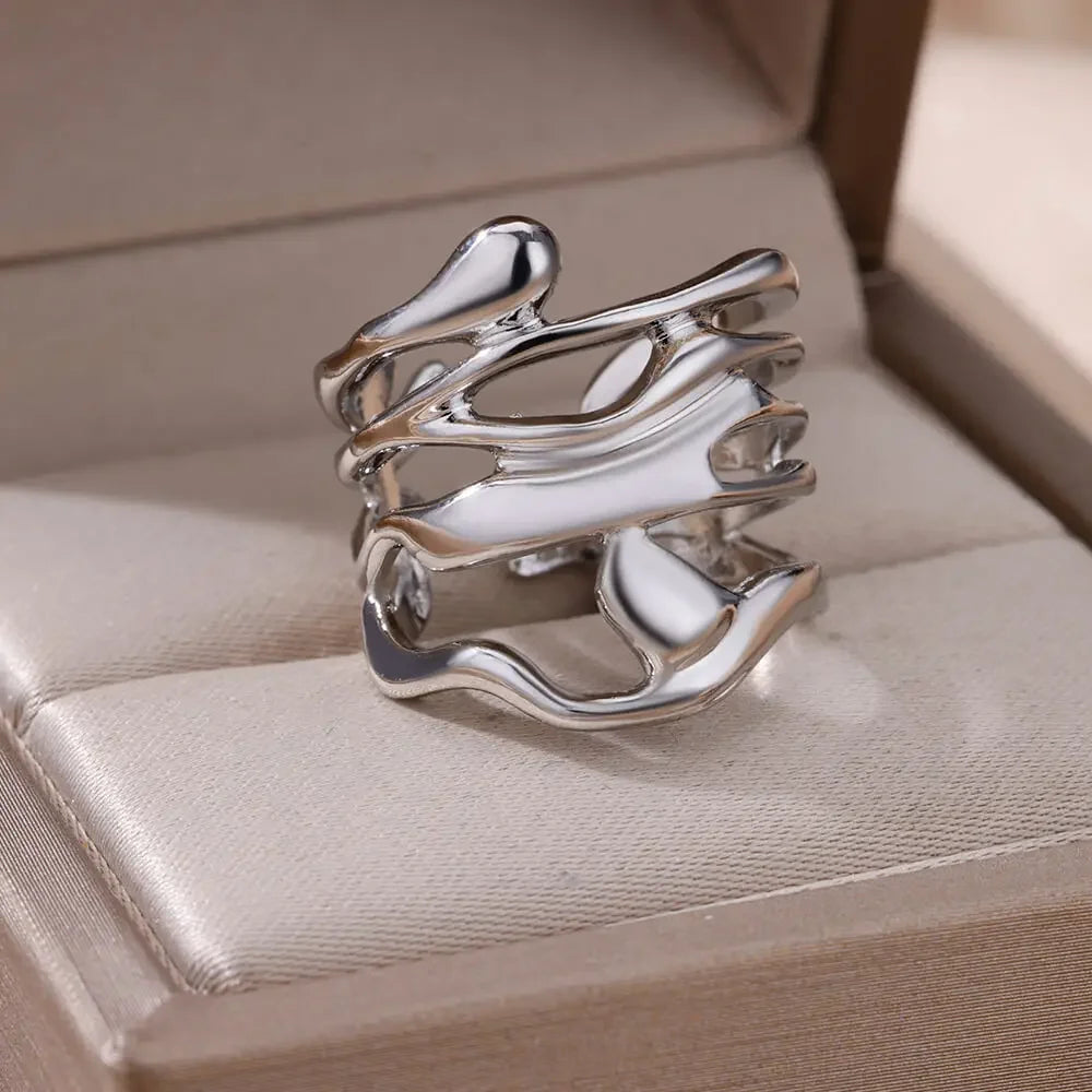 Stainless Steel Angel Feather Ring - Palm and Thread