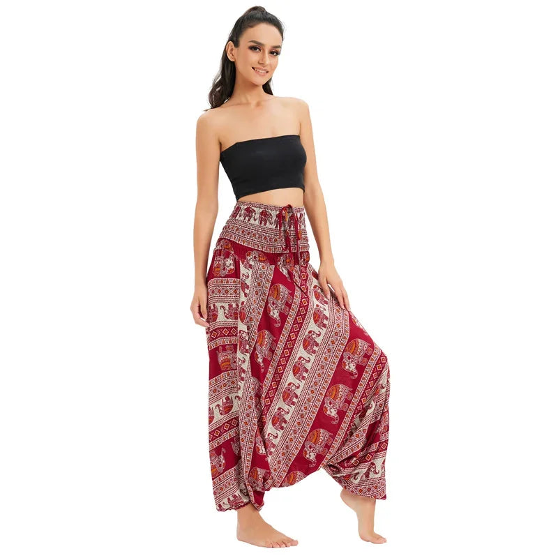 Bohemian High Waist Rayon Harem Baggy Pant - Palm and Thread