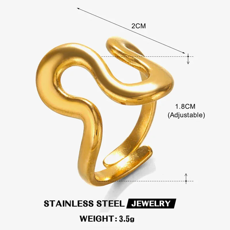 Irregular Unique Heart Metal Texture Finger Ring - Palm and Thread