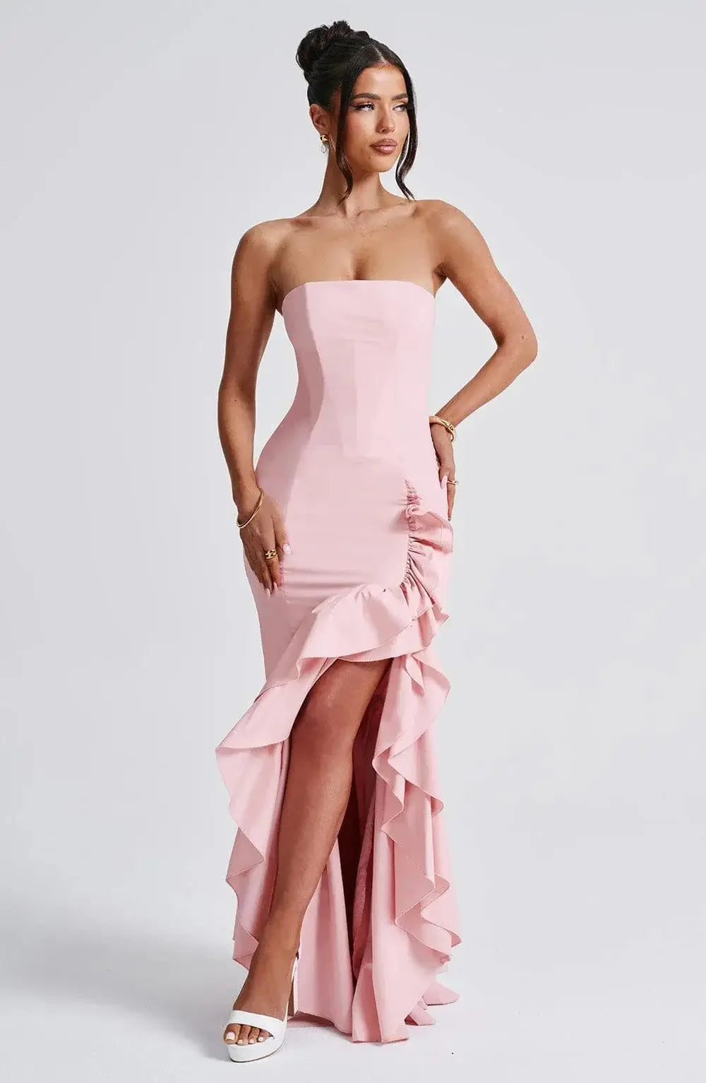 Sexy Strapless Slim Fit Slit Dress