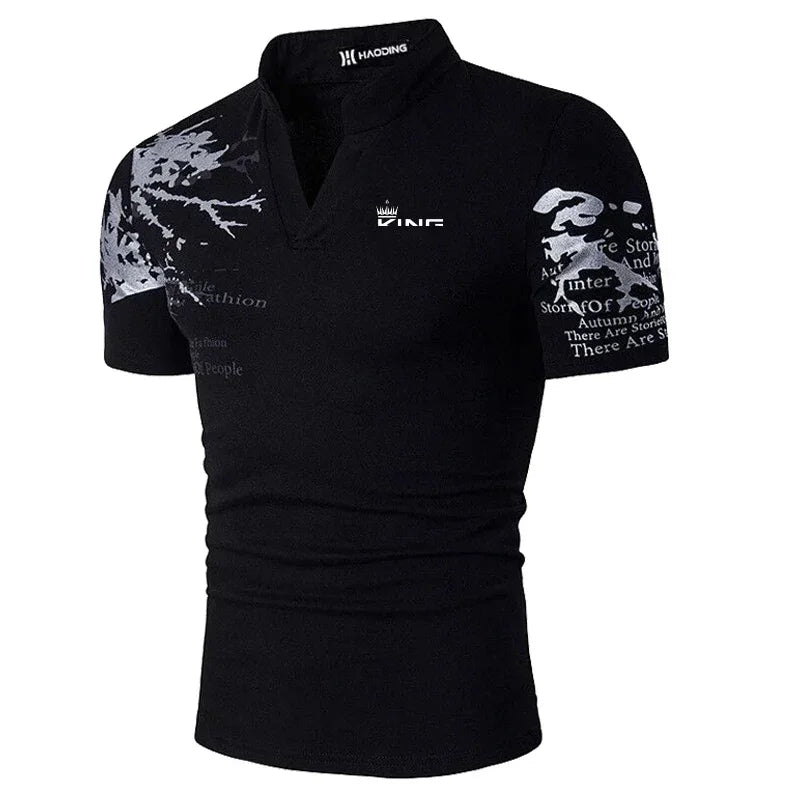 Polo Graphic Prints V Neck Outdoor Shirt - Palm and Thread