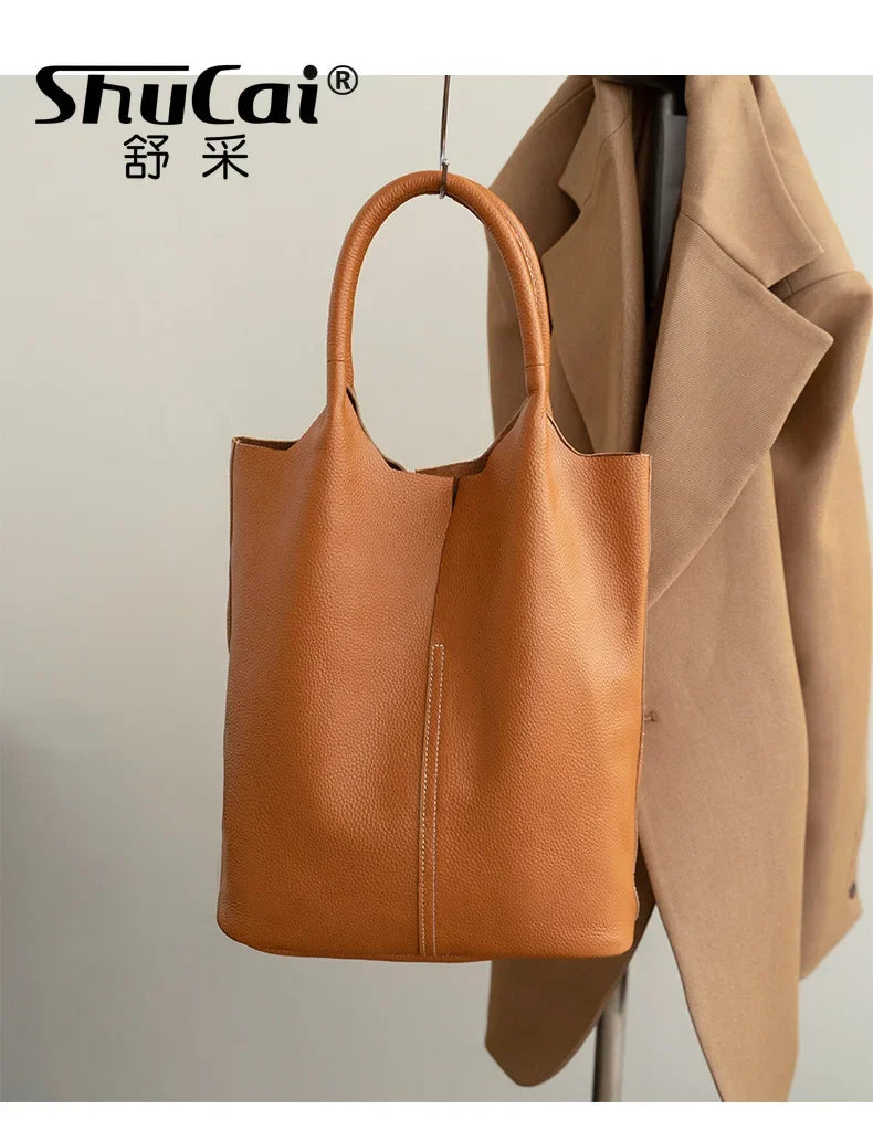 Genuine Leather Commuter Tote Handbag - Palm and Thread