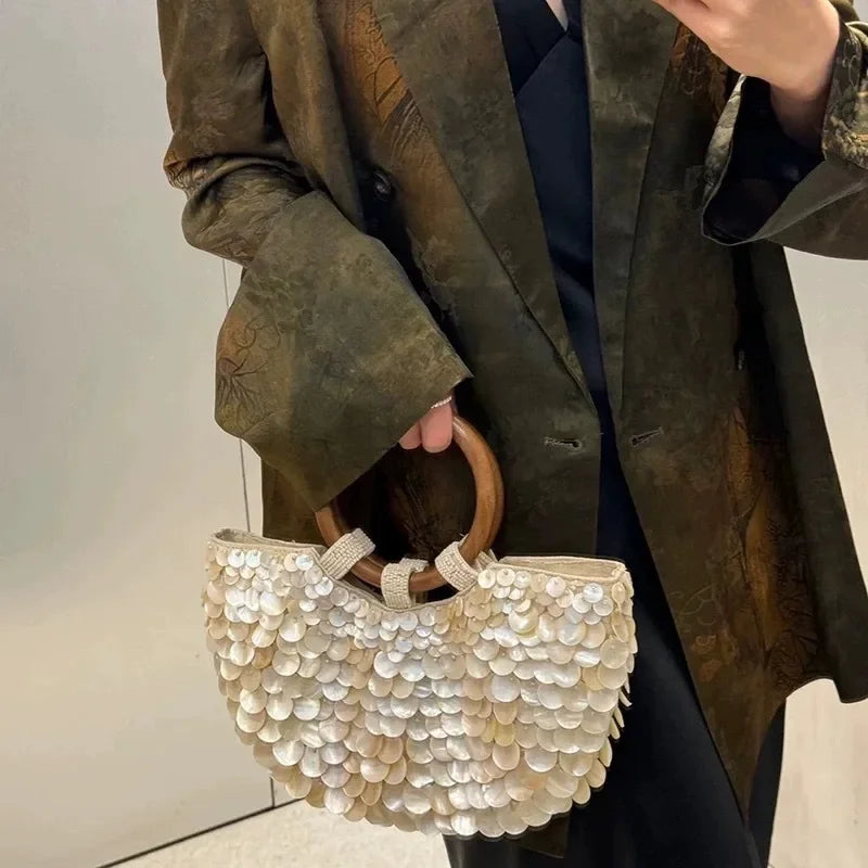 New high-end pure handmade natural shell bag - Palm and Thread