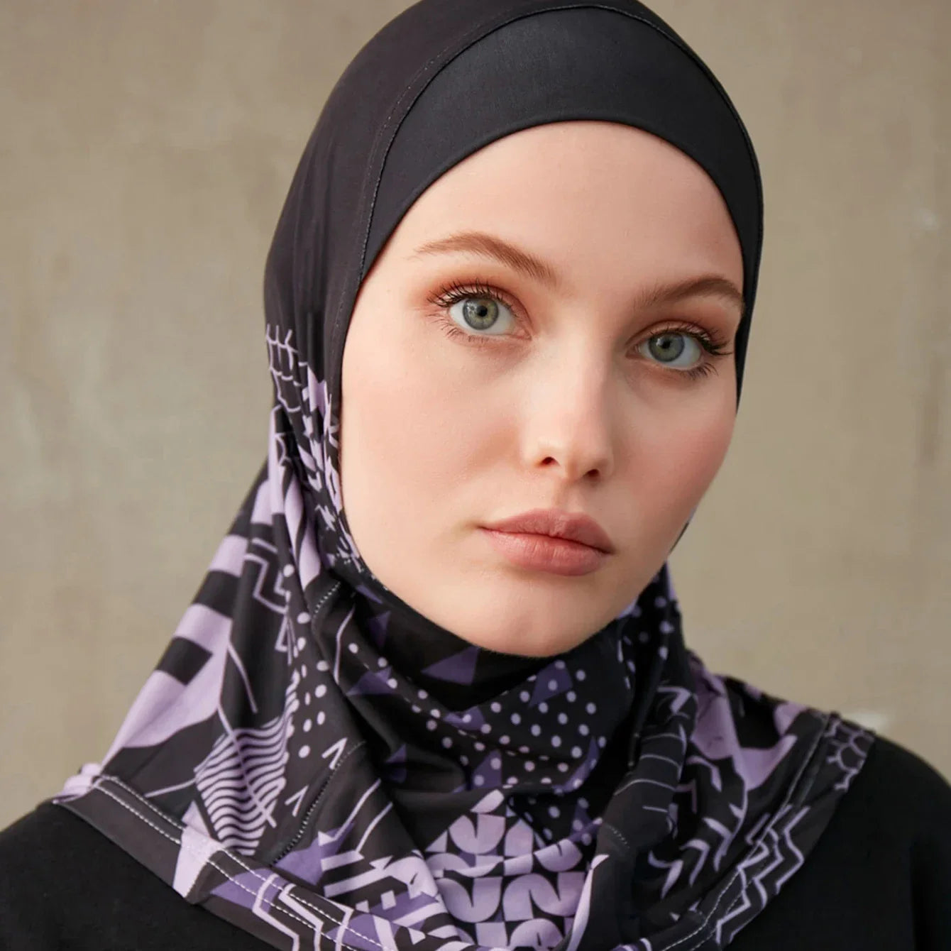 Sporty Inner Hijab Geometric Printing Pattern - Palm and Thread