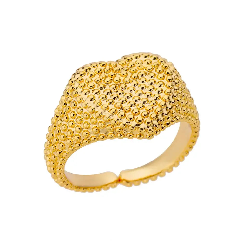 White Zircon Flower Leaf Shape Stainless Steel Ring - Palm and Thread