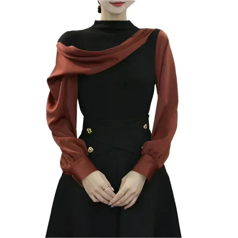 Patchwork Half High Collar Blouse - Palm and Thread