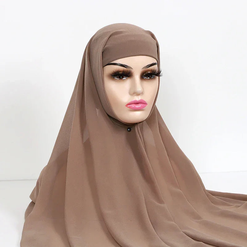 Chiffon Hijab With Underscarf Cap Bonnet Instant - Palm and Thread