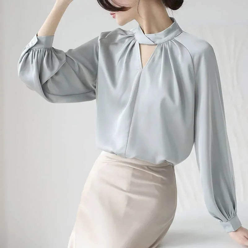 Satin Vintage Long Sleeved Loose Top - Palm and Thread