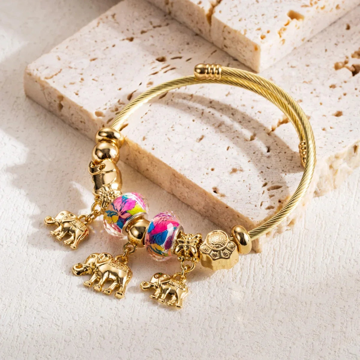 Fashion Multi Element Stainless Steel Panadora - Palm and Thread