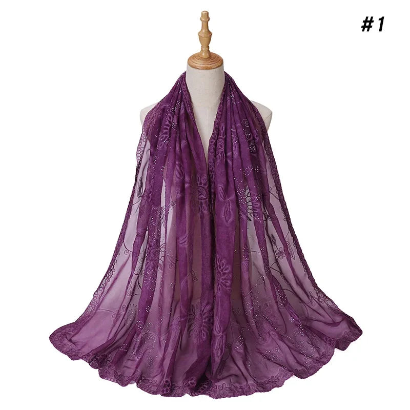 Silk Embroidered Baotou Gauze Fashion Scarf - Palm and Thread