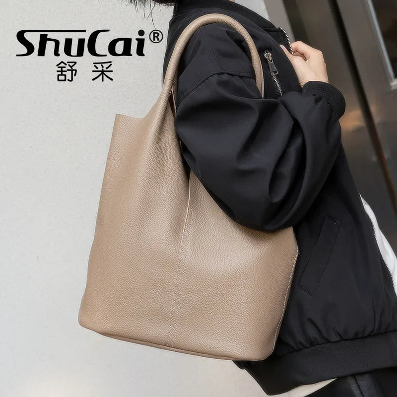 Genuine Leather Commuter Tote Handbag - Palm and Thread