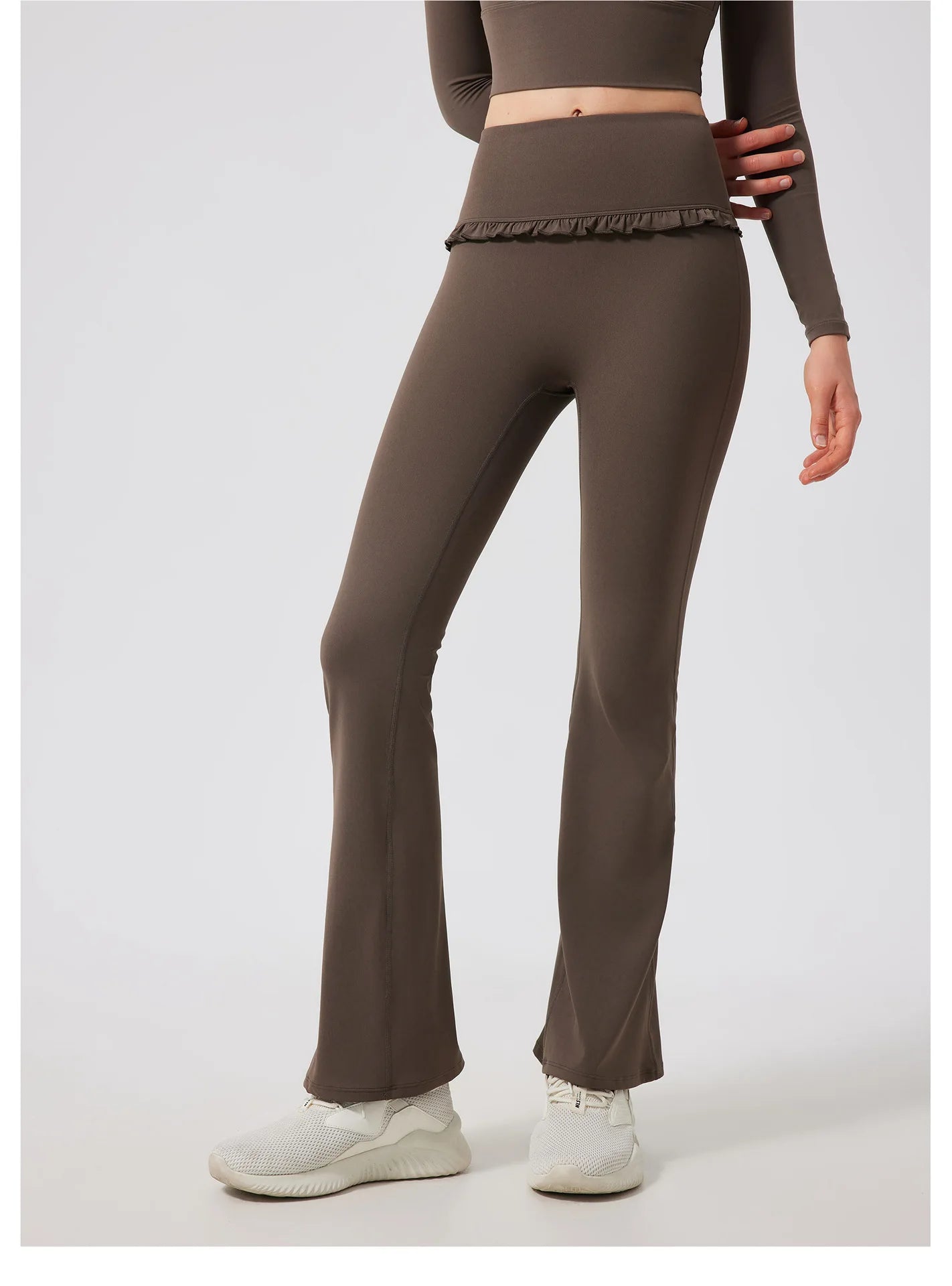 Padded Long Sleeve Crop Top & High Waist Flared Leggings