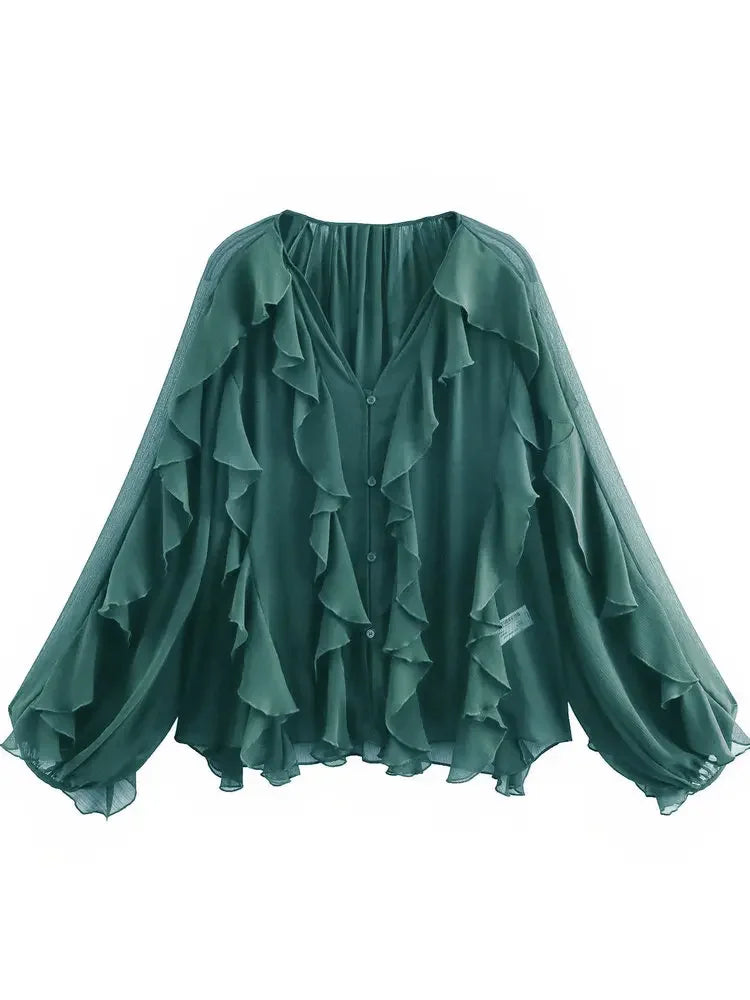 Translucent Ruffles Blouse - Palm and Thread