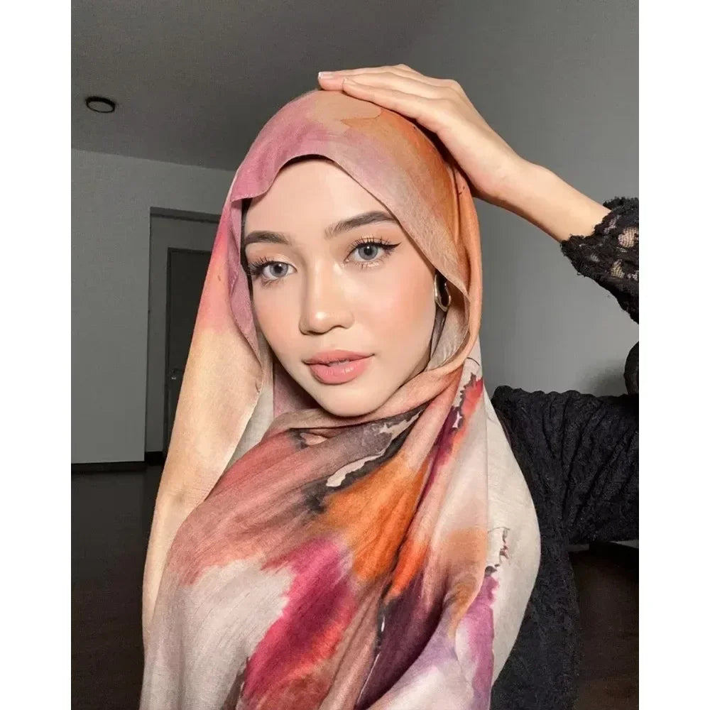 New Watercolor Tie-Dye Cotton Scarf - Palm and Thread