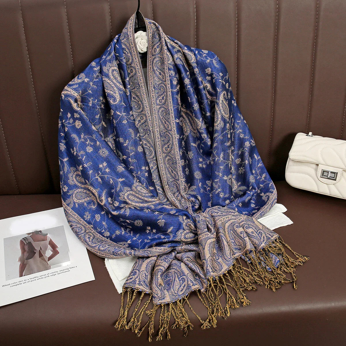 Tassel Design Paisley Jacquard Pashmina - Palm and Thread