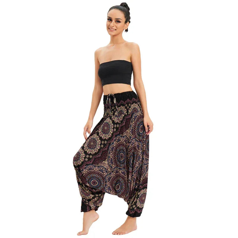 Bohemian High Waist Rayon Harem Baggy Pant - Palm and Thread