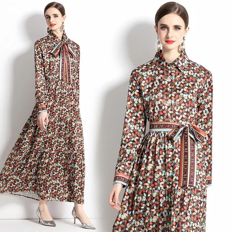 Versatile Printed A-line Long Dress - Palm and Thread