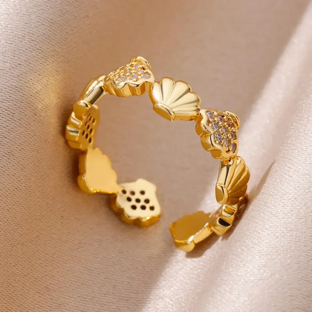 Ocean Starfish Shell Open Ring - Palm and Thread