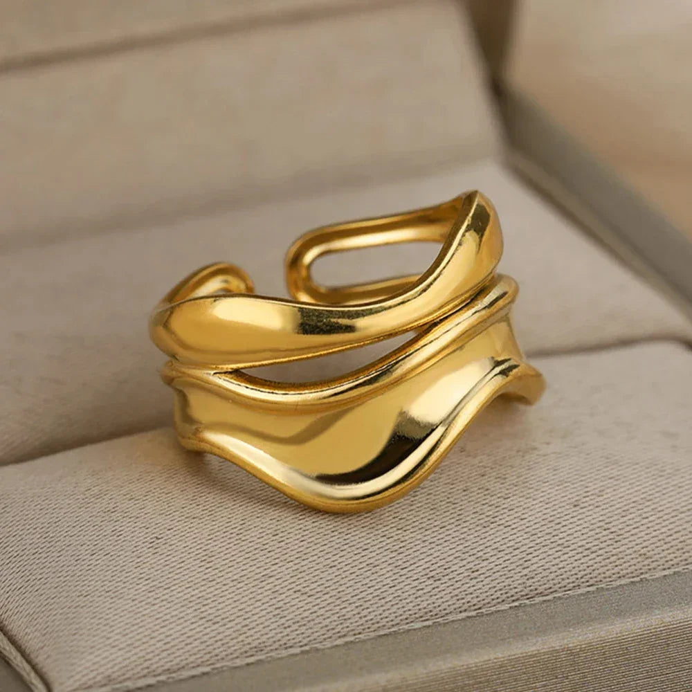 Gold Color Hollow out Open Finger Ring - Palm and Thread