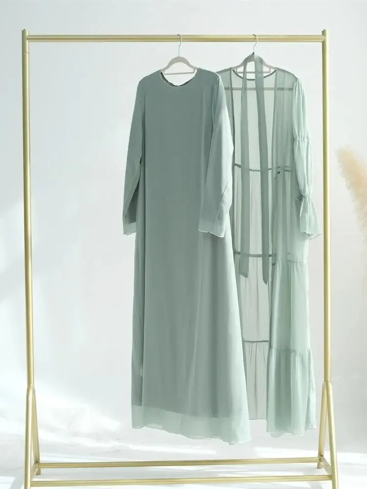 Chiffon Plain Abaya Set - Palm and Thread