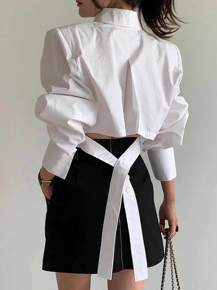 Cropped Back Lace Up Design Blouse - Palm and Thread