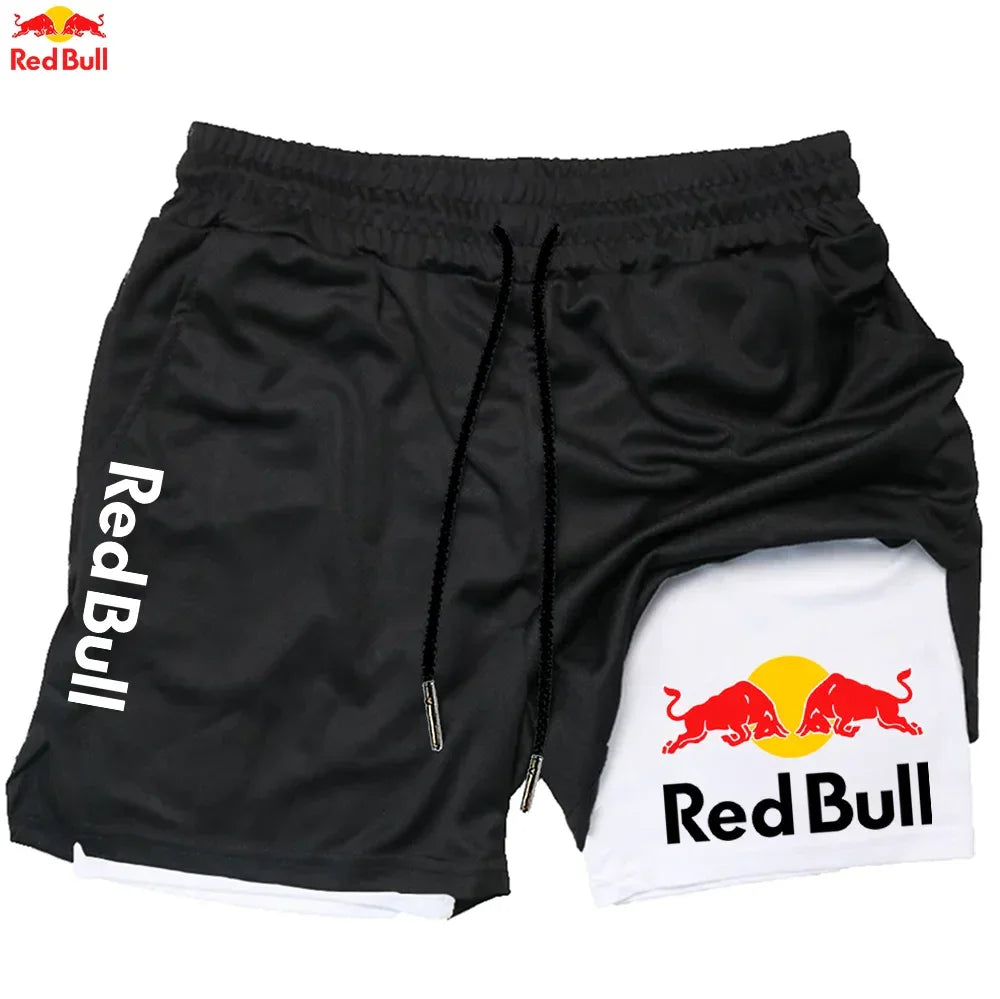 Red Bull Newest 2 in 1 Running Training Gym Short - Palm and Thread