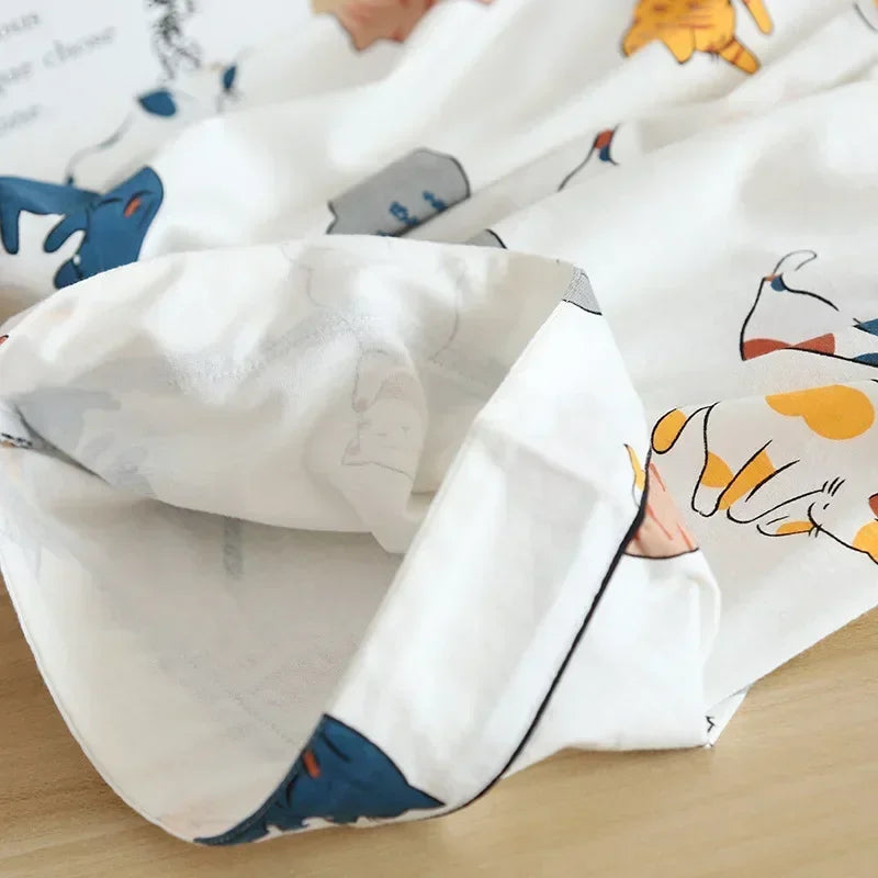 Cotton short-sleeved shorts pajamas set - Palm and Thread