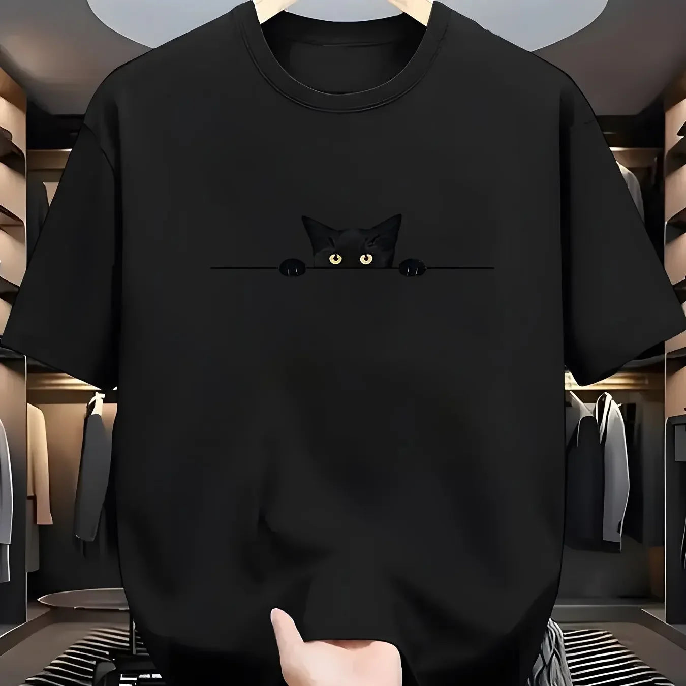 Fashionable Casual Loose Large Cute Cat Pattern Printed T-shirt Top - Palm and Thread