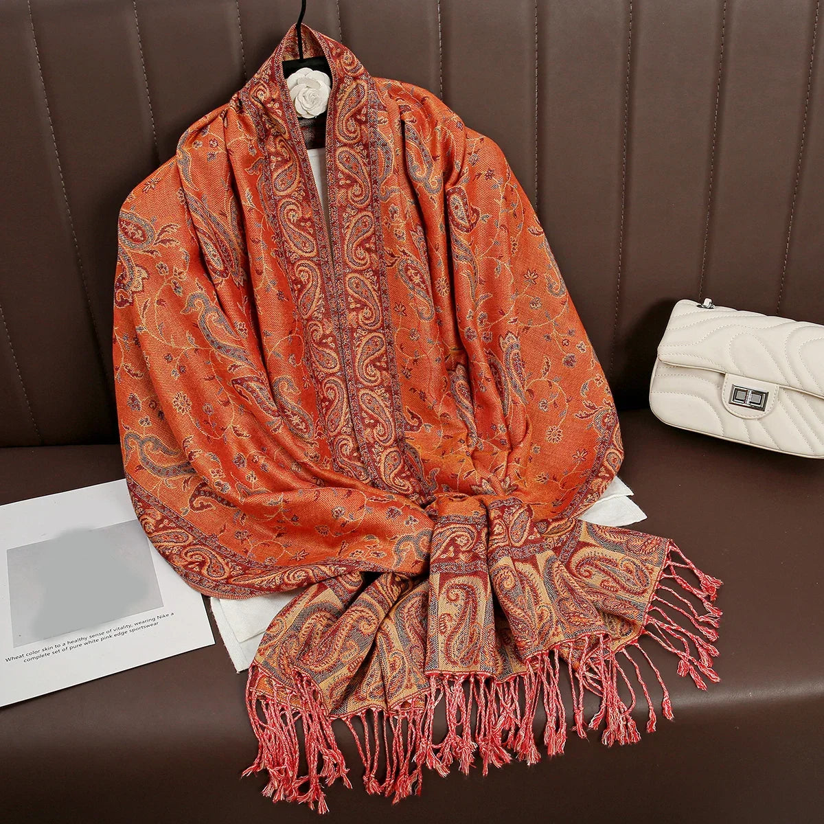 Tassel Design Paisley Jacquard Pashmina - Palm and Thread
