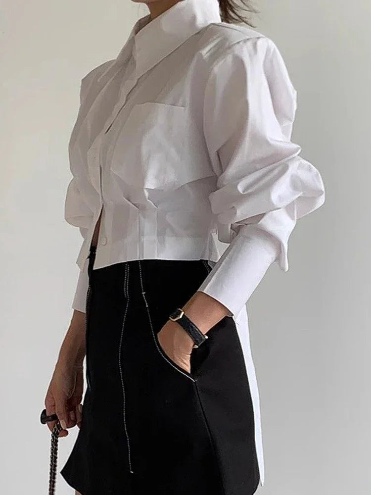 Cropped Back Lace Up Design Blouse - Palm and Thread