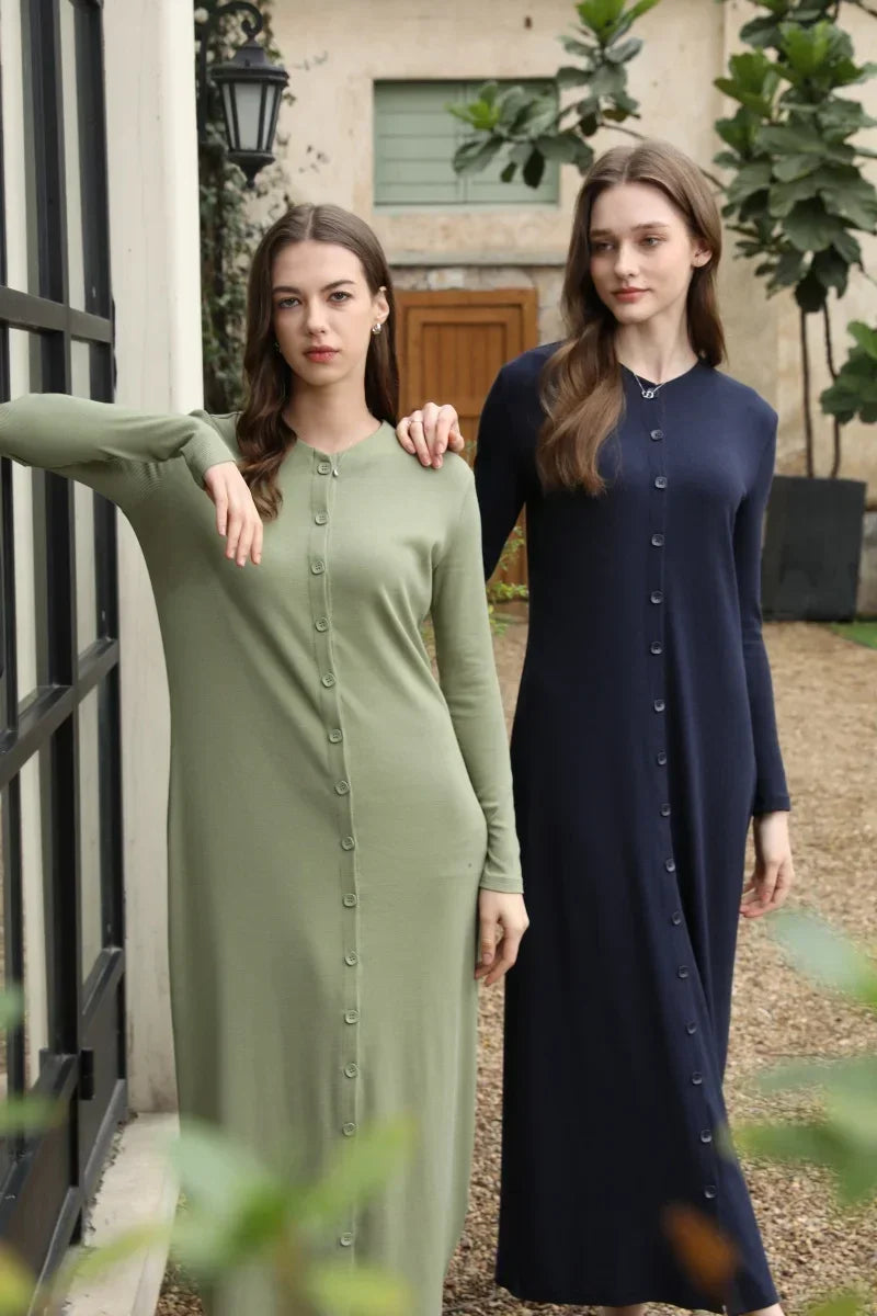 Comfortable ribbing maxi button dress - Palm and Thread