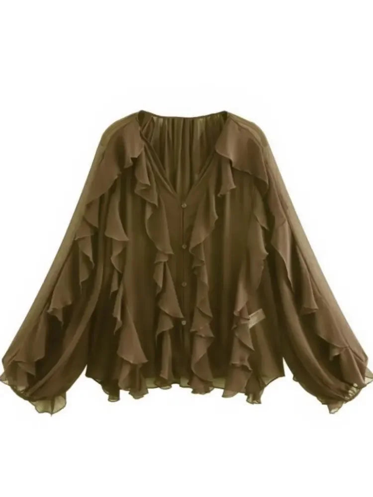 Translucent Ruffles Blouse - Palm and Thread