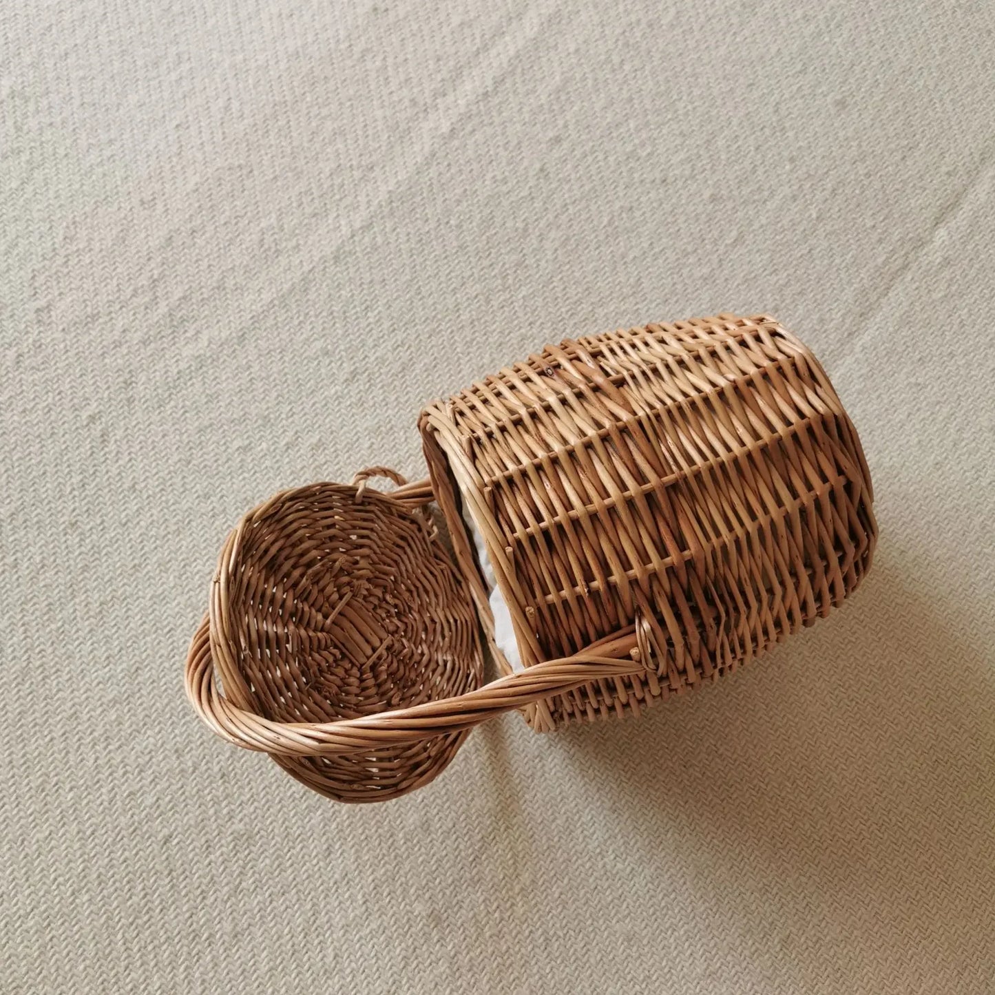 Wicker basket beach natural rattan straw bucket handbag - Palm and Thread