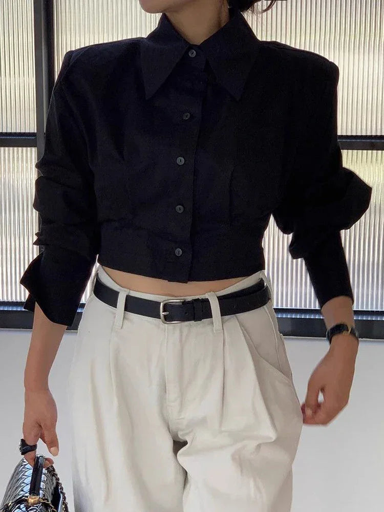 Cropped Back Lace Up Design Blouse - Palm and Thread