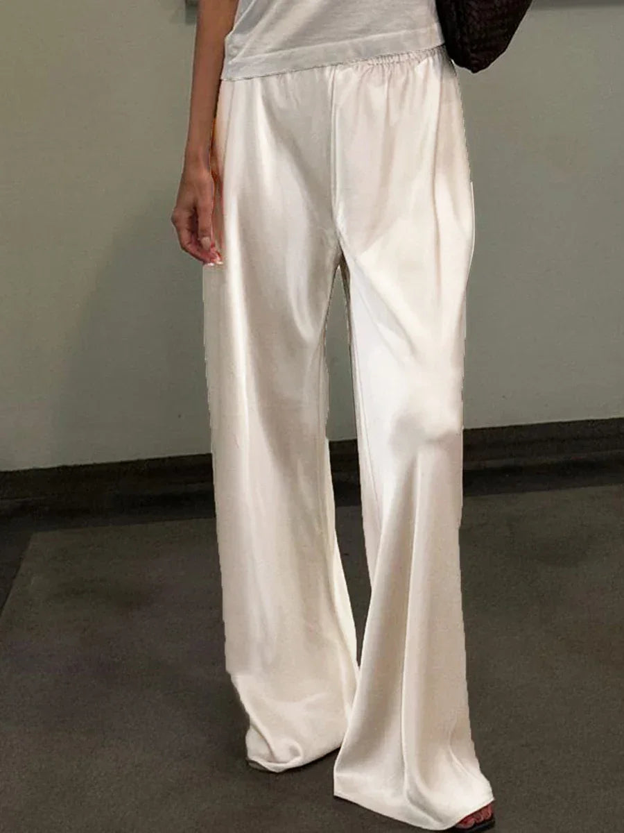 Chic Satin Wide Leg Dress Pant - Palm and Thread
