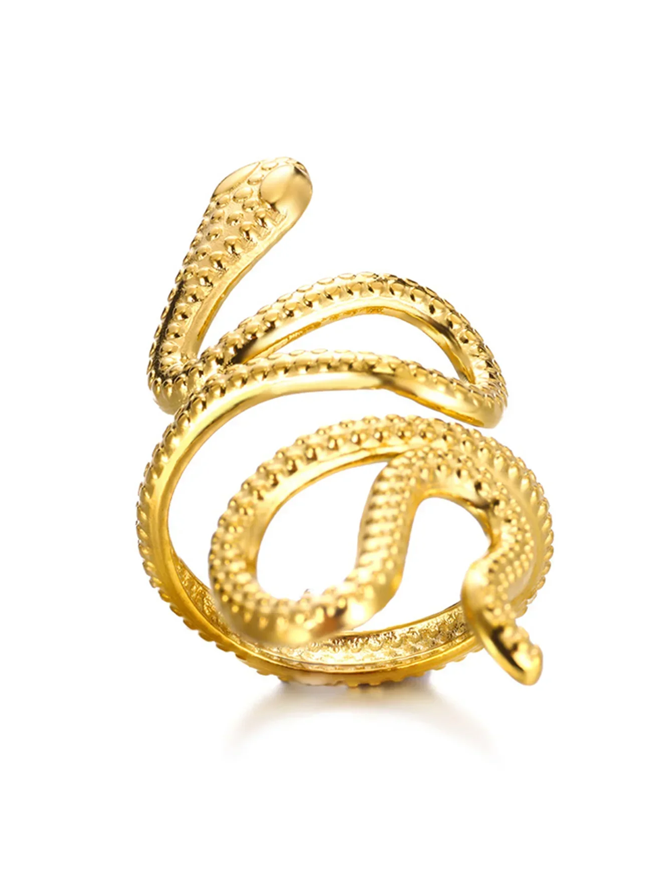 Gold Plated Stainless Steel Snake Ring - Palm and Thread