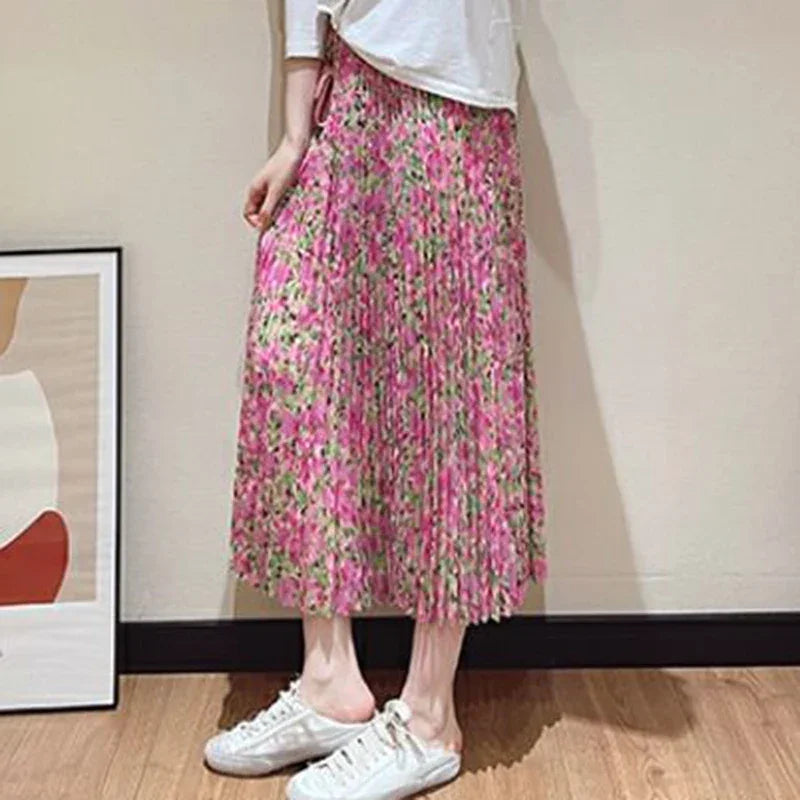 Printed Pleated Skirt - Palm and Thread