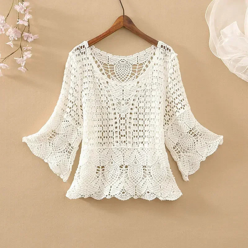 New Loose Five-point Top - Palm and Thread