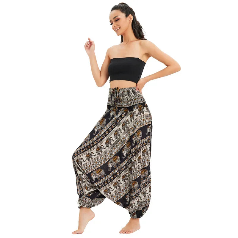 Bohemian High Waist Rayon Harem Baggy Pant - Palm and Thread