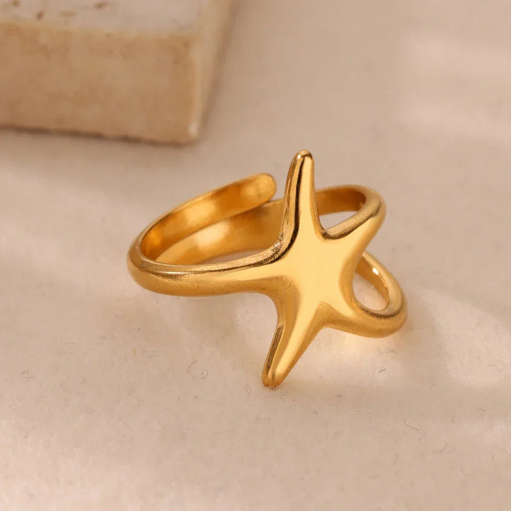 Ocean Starfish Shell Open Ring - Palm and Thread