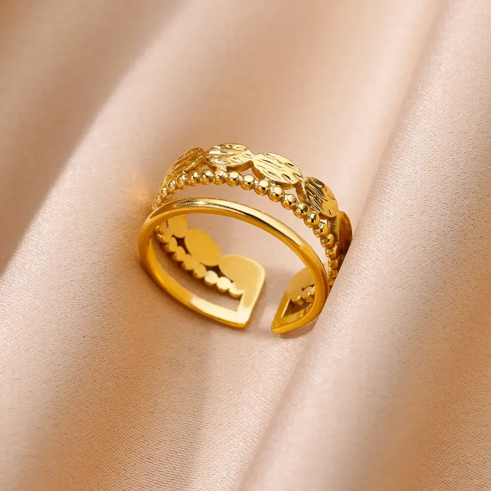 Gold Color Hollow out Open Finger Ring - Palm and Thread