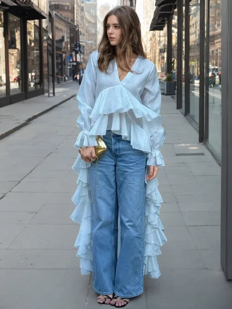 Fashion V-Neck Long Sleeve Shirt - Palm and Thread