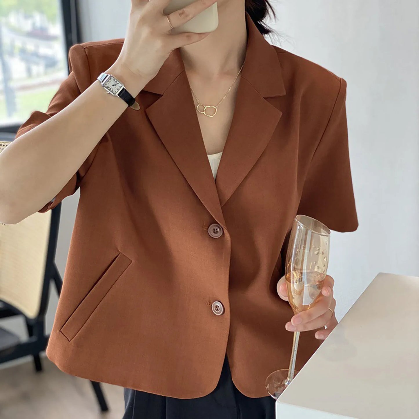Verti Chic Cropped Suit Shirt