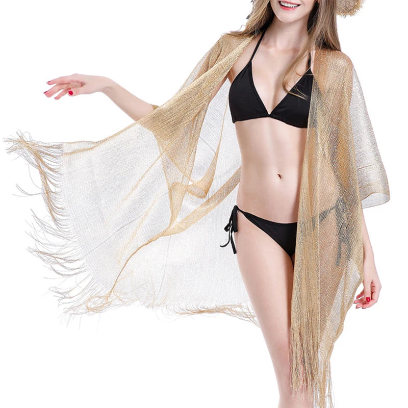 Fashion Tassel Gold Bikini Cover-Up