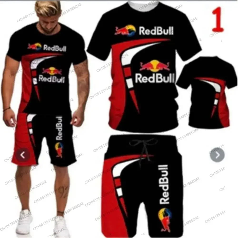 Red Bull Brand 3D Printed T-shirt Shorts Set - Palm and Thread